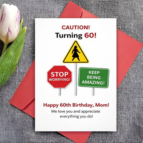 une carte danniversaire humoristique pour ans avec un thème de panneau de , pour maman, sœur, femme ou . un message de pour un cadeau de fête majeure.