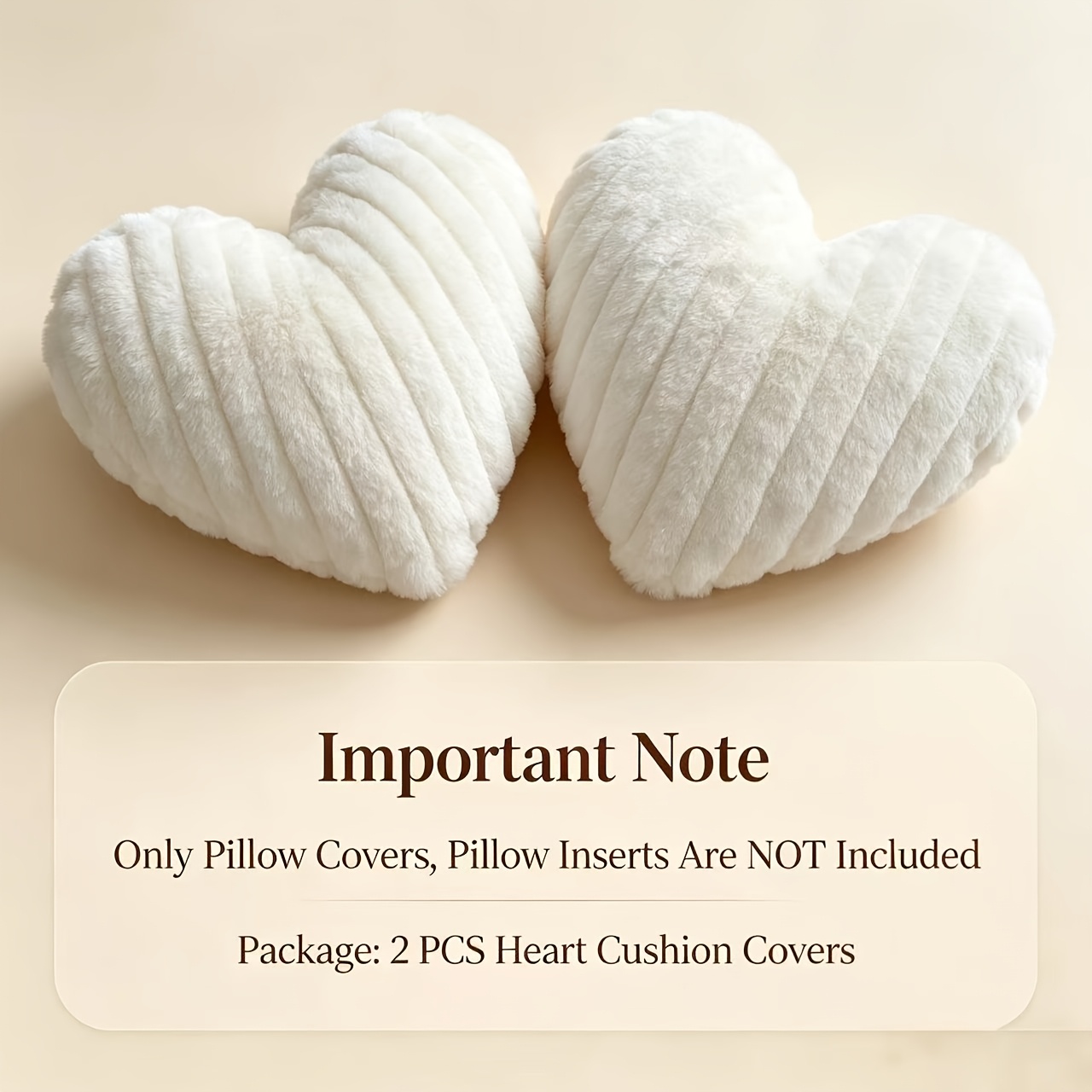TEMU Set Of 2 Cream White Vertical Stripe Pillowcases 45Ã40cm, Set Of 2 Trendy Instagram-style Heart-shaped Throw Pillow Covers, Cushion Covers,