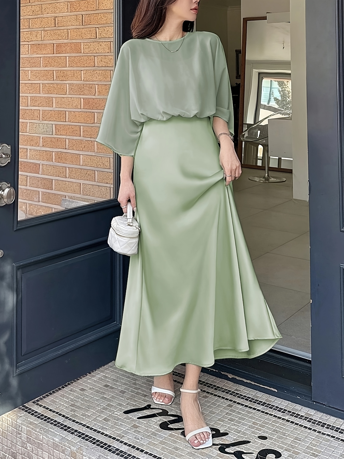 matcha green bridesmaid dresses Dressself Women One Shoulder Matcha Bridesmaid Dress with Ruffles & Wedding  Party main image 1