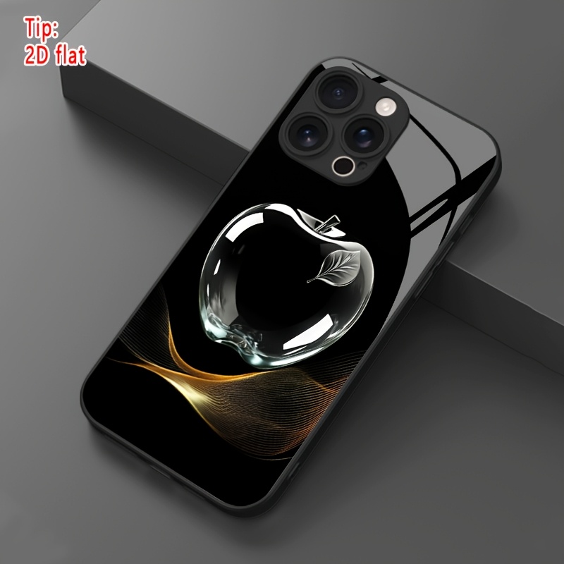 TEMU Phone Case: 1 Transparent Glass Leaf Pattern Hd Glass Phone Case For Iphone