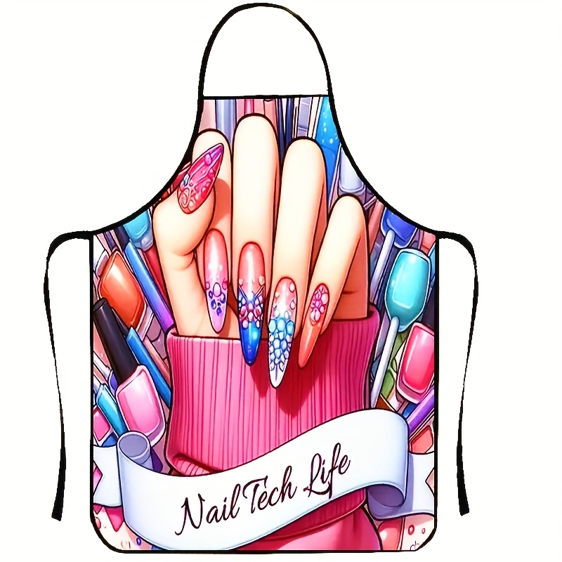 

A Apron Featuring Nail Art Patterns, Hairstylists, Nail Technicians, Cooking, And Baking, As Well As For Use And Gardening.