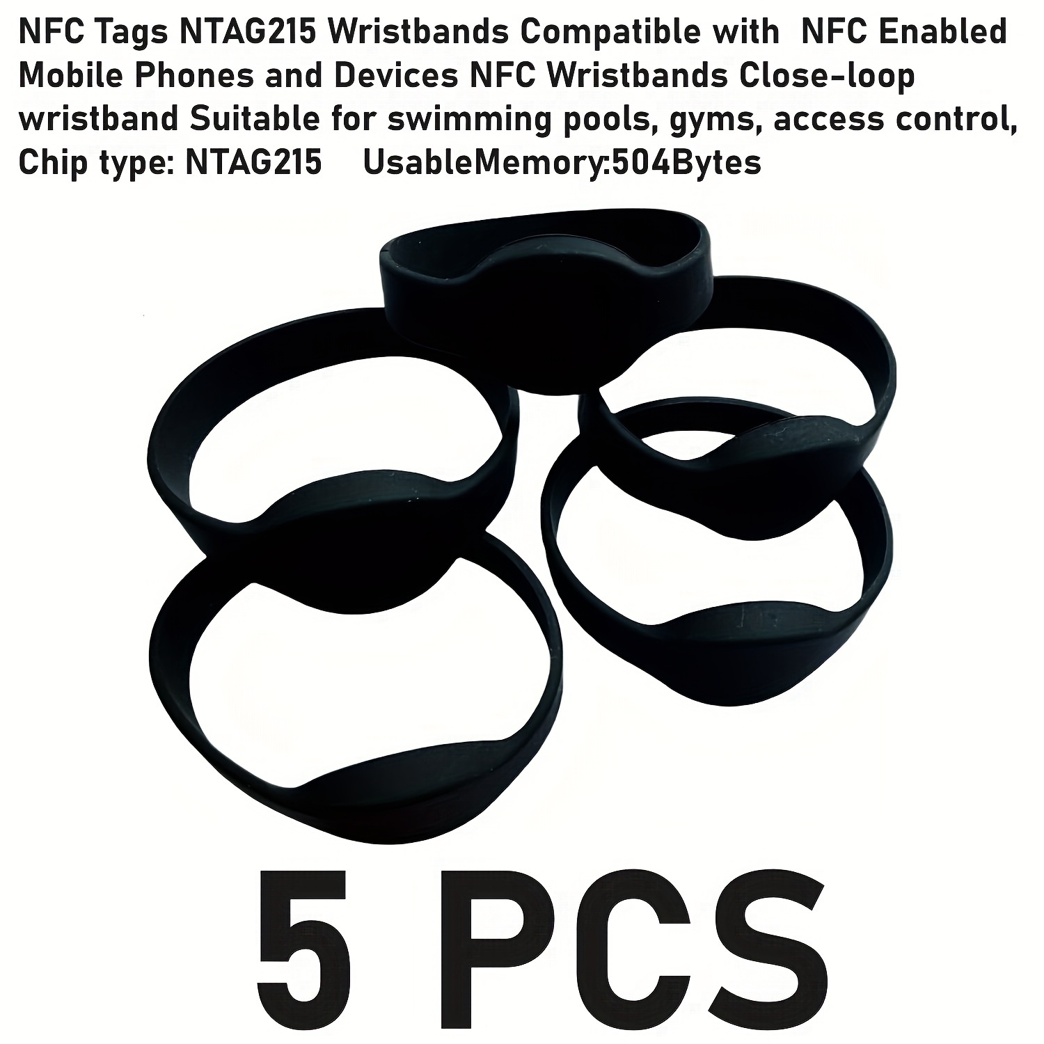 E-shop NFC-Tags NTAG215 Armbänder, kompatibel mit NFC-fähigen Mobiltelefonen und Geräten, NFC-Armbänder, Close-Loop-Armband, geeignet für Schwimmbäder,