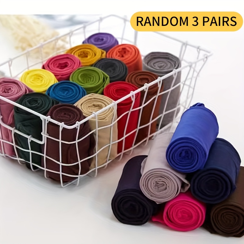 Image of 3/6-pair Candy-colored Women's Velvet Tights For Spring/autumn, Opaque Colored Base Socks, Candy-colored Tights, Footed Stockings, High Elasticity, Random