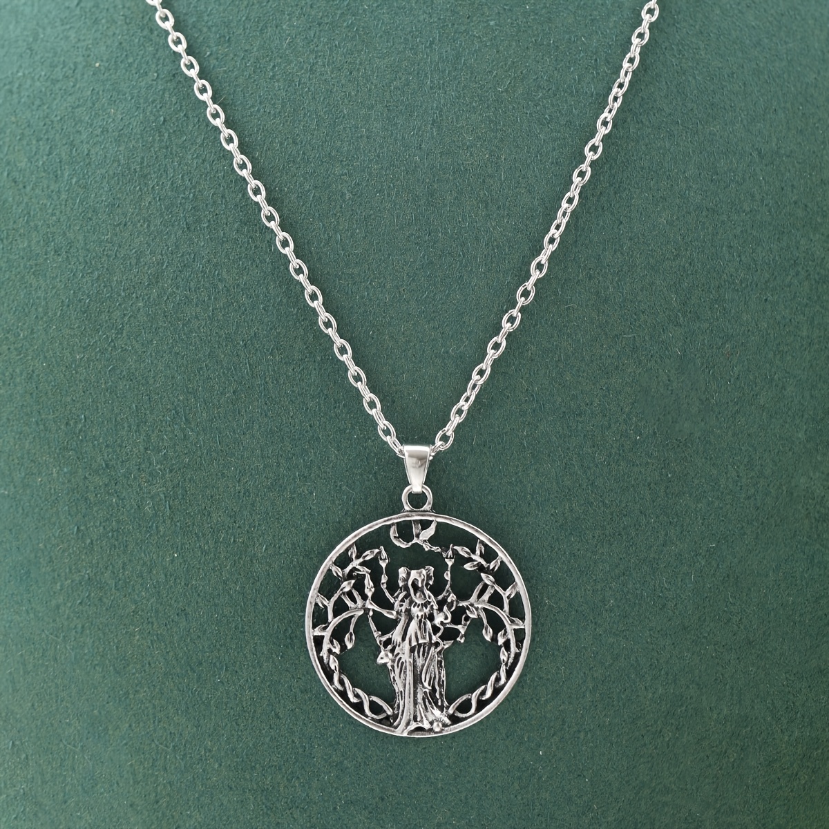 TEMU Retro Hollow Circle Vine 3 Goddess Deer Eagle Moon Shape Women's Pendant Necklace Easy Bohemian Daily Wear Party Evening Matching Fashion Jewelry