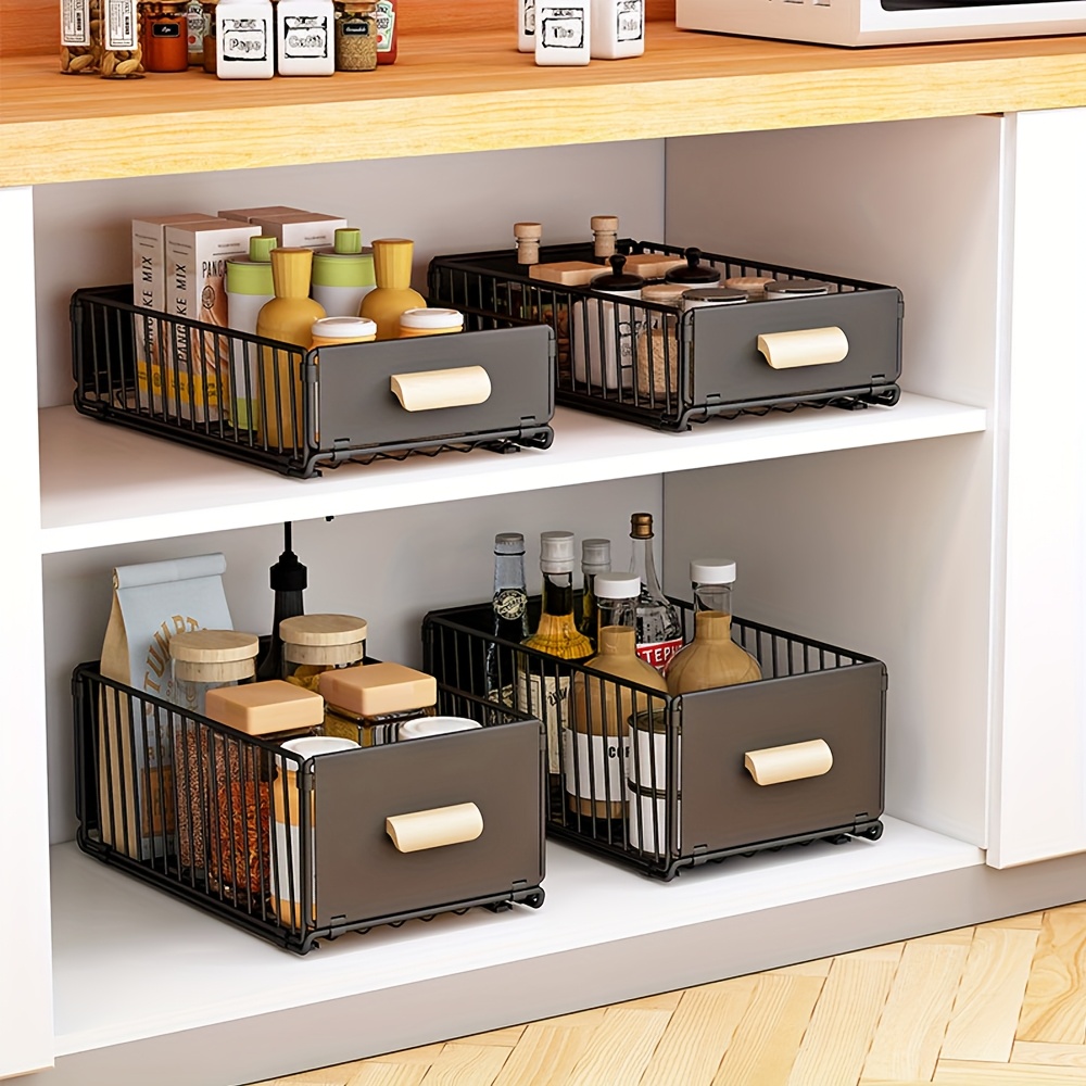 The Best Under Shelf Basket 4 Pack Black Wire Rack Slides Under – Com