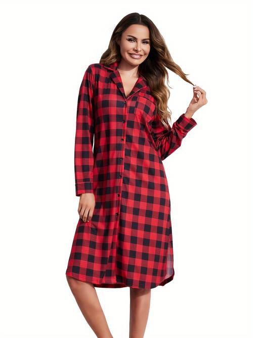 womens home loose comfortable long sleeve striped button cardigan shirt home nightdress