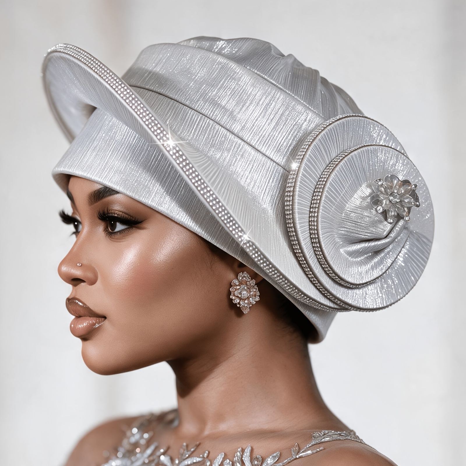 TEMU 1 pièce Accessoire pour cheveux, Chapeau à dessus plat, Chapeau décoratif, Fleur en strass thermocollants, Support de couleur , Décoration de