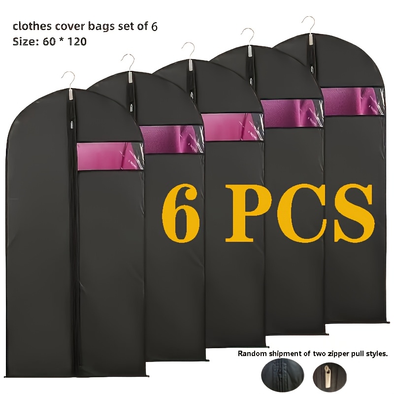TEMU 6pcs Housse de protection premium pour vêtements, idéales pour costumes, robes, manteaux, vestes et robes de soirée, avec 6 fermetures éclair,