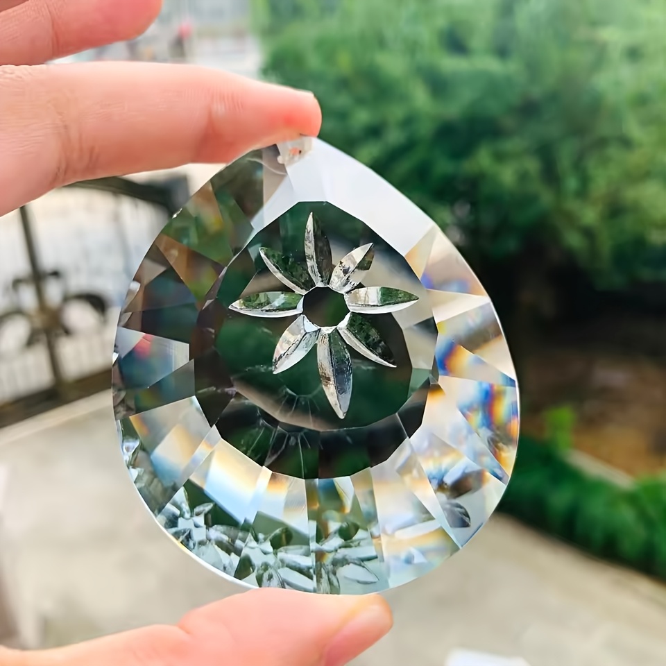 Image of 75mm Hanging Crystal Suncatcher Glass Prism Chandelier Parts Pendant Light Garden Window Home Wedding Decor