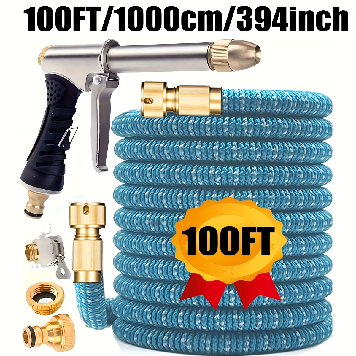 100ft Expandable Flexible Hosepipe Garden Hose Pipe Magic Snake + Gun Watering Outdoor