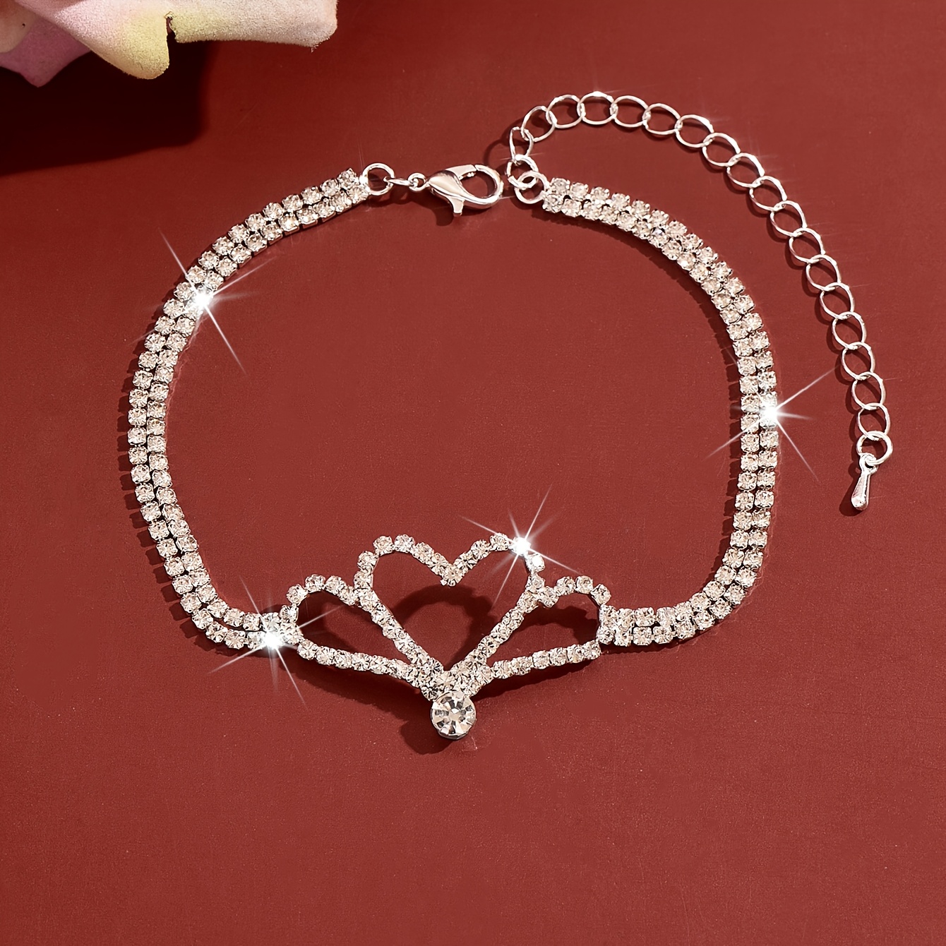 Unisex Heart Bracelet with Sparkling Inlay