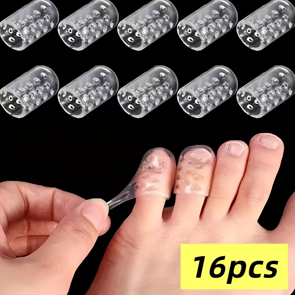 TEMU 16pcs Anti-blister Toe And Finger Protectors, Unisex Breathable Guards With Ventilation Holes, Made Of Soft Silicone Material For Anti-slip