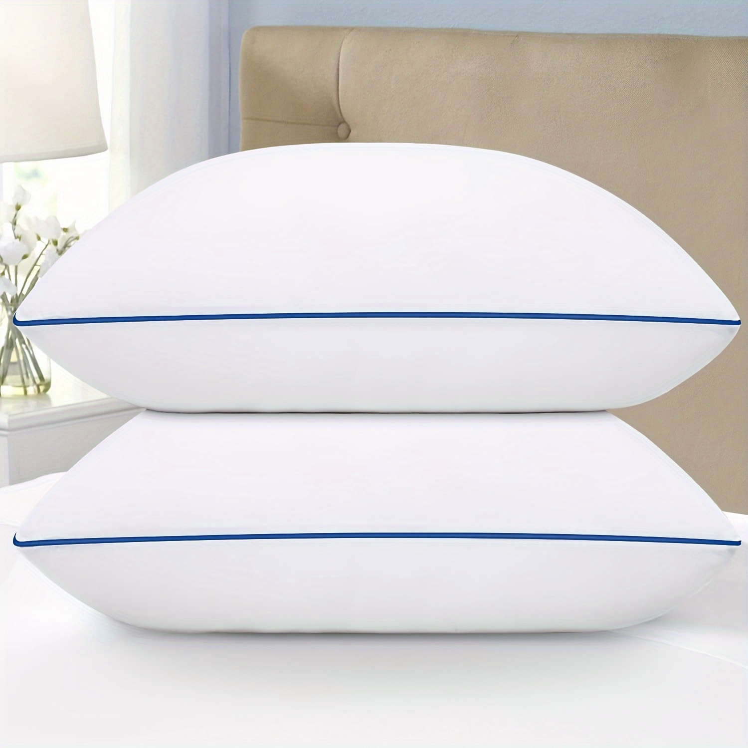 

Bed Pillows For Sleeping, 2 Pack, Cooling Hotel Quality Quality With Premium Soft Down Alternative Fill For Back, Stomach Or Side Sleepers