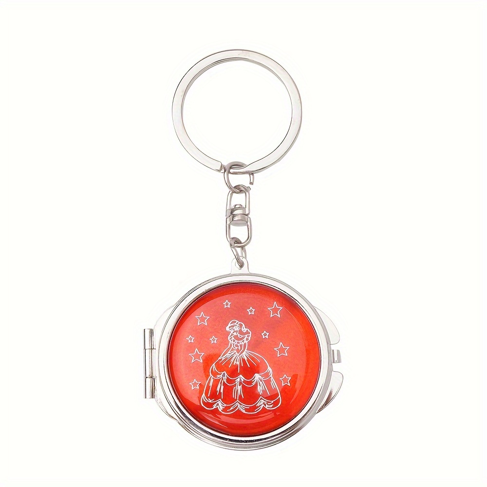 

12pcs Quinceañera Red Compact Mirror Keychain For Party Favors/floral Birthday Gift/small Keychain/mirror Accessory