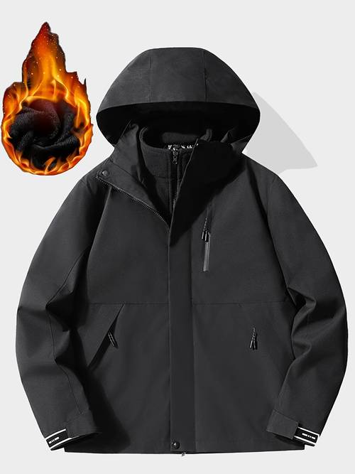 mens winter fleece lined breathable 3 in 1 detachable two piece jacket windproof winter coat with detachable hood warm outdoor mountain snowboard suit