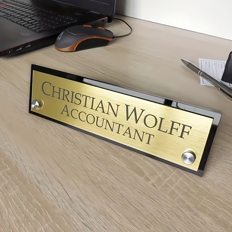 item picture 2d flat personalized desktop acrylic nameplate golden silvery transparent executive position stand with screws double layer design for office and home decor office decoration exquisite     2d flat
