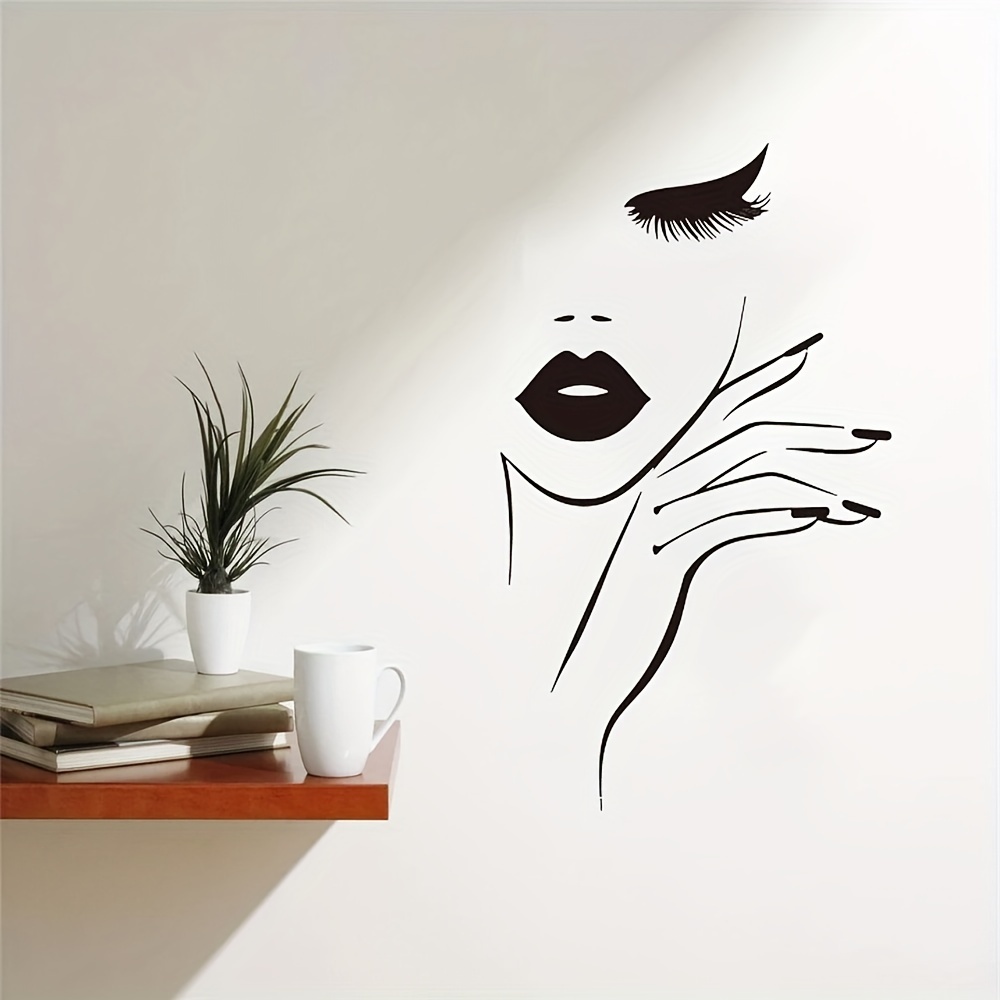 

1pc Artistic Pvc Wall Decal, Stylish Women's Eyelash Mural, Self-adhesive Wall Art Sticker For Spa Nail, Hair Salon, Entryway, Living Room, Office, Porch, Background Wall Decor, Home Decoration