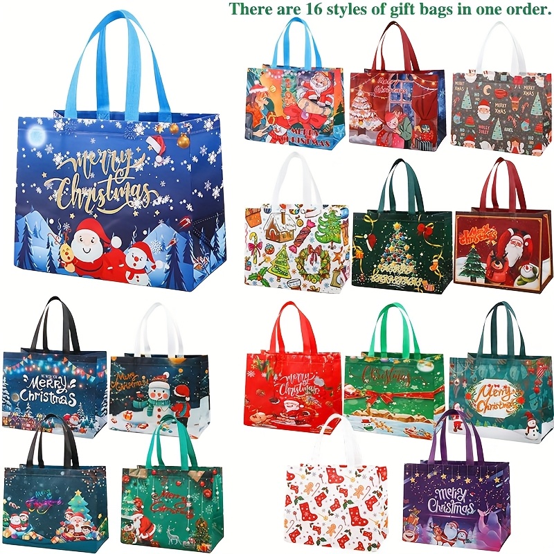 TEMU Gift For Her/him 16 Large Gift Bags For Christmas With Handles, Made Of Non-woven Material, And Reusable, Perfect For Wrapping Gifts For