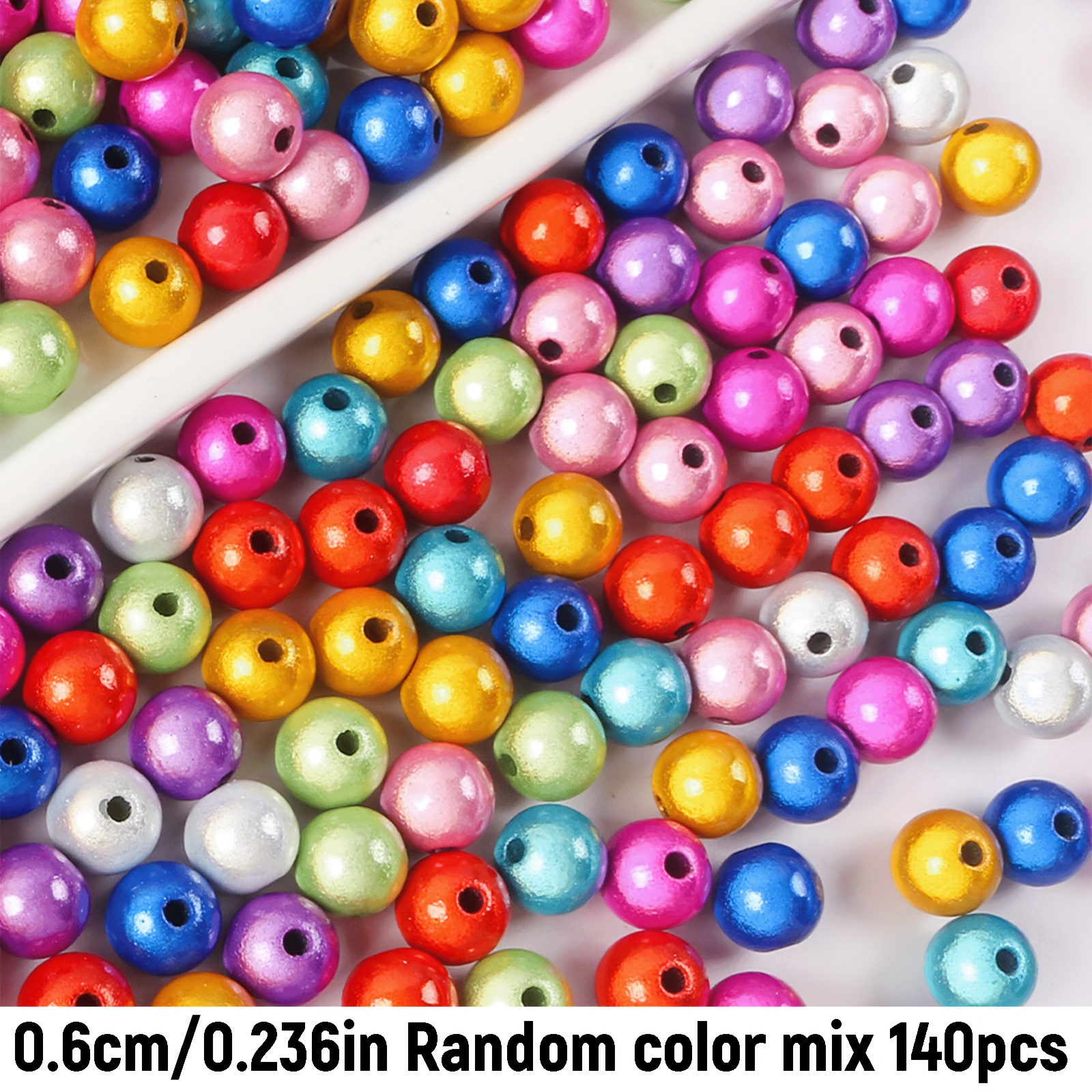 Image of 140pcs/70pcs 6mm/8mm Random Color Mixed Acrylic Magic Laser Beads For Jewelry Makingbracelet Necklace Keychain Materials