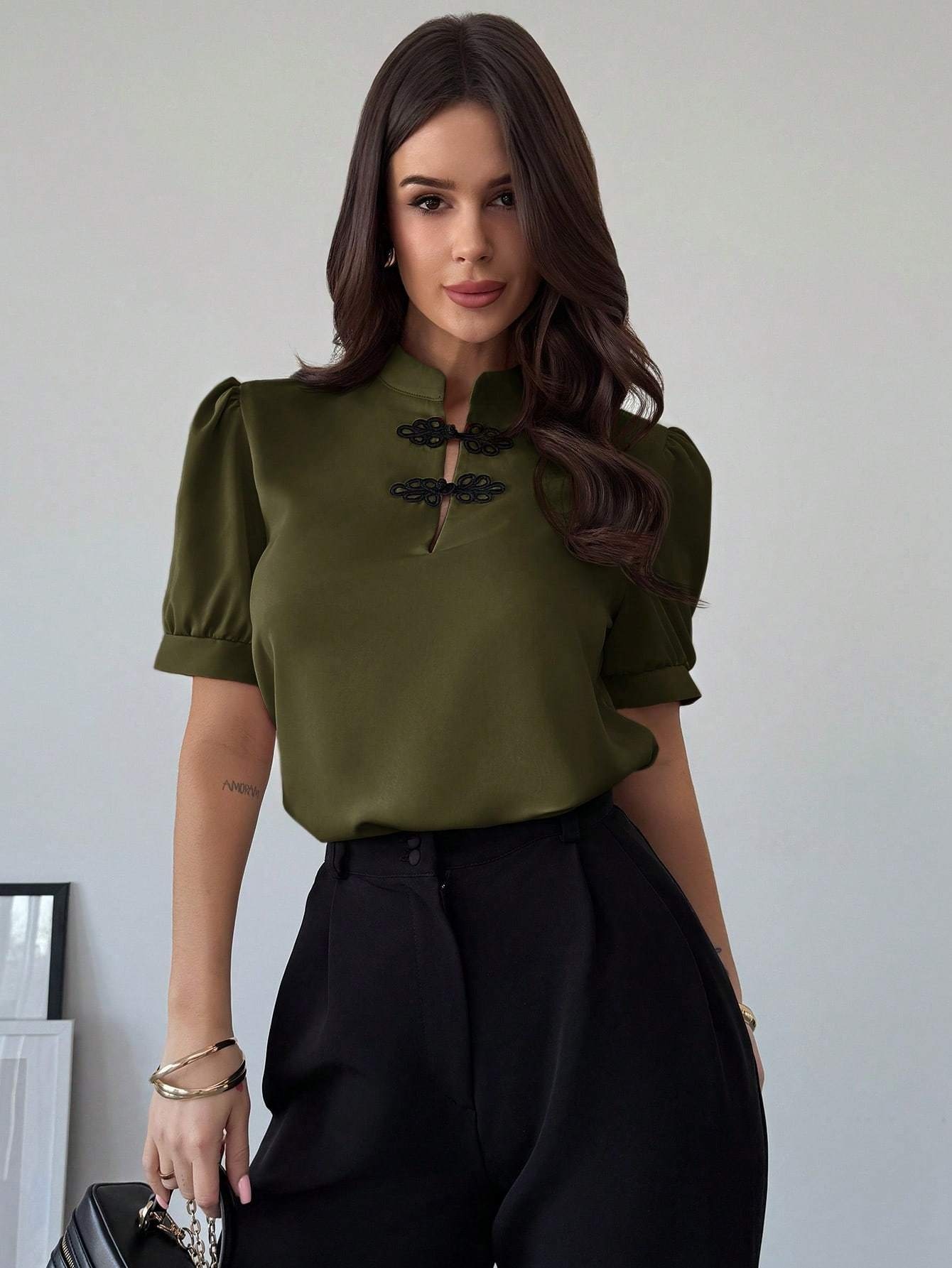 women's elegant middle eastern inspired puffed sleeve blouse