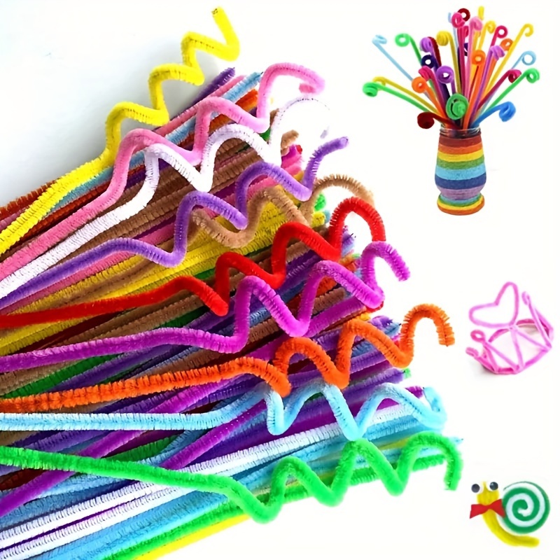 

100-pack 6mm Wide Fabric Twist Ties Diy Craft Chenille Stems Pipe Cleaners In Assorted Colors