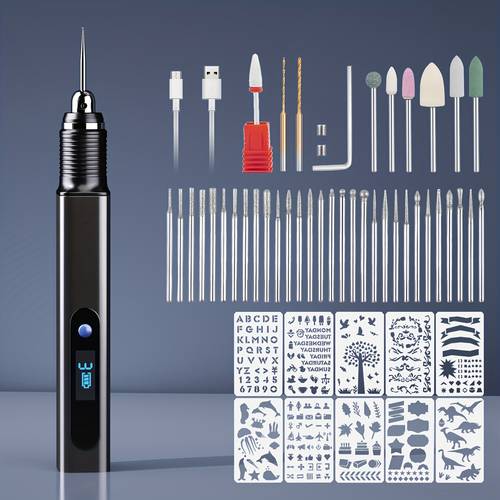 2025 new carving pen set rechargeable engraving pen with 39 drill bits and 10 templates mini electric etching machine rotary tool suitable for jewellery engraving glass metal plastic halloween and christmas gift