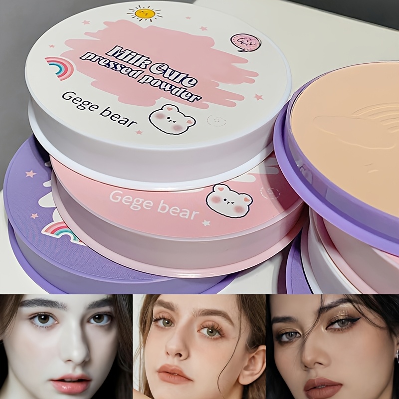 gege bear powder oil control makeup   set makeup skin waterproof concealer powder free student powder honey powder