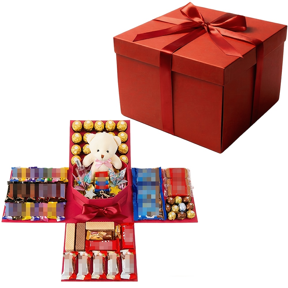 Image of Gift For Her/him Gift Box For Her/him Explosion Gift Box Empty, With Ribbon Bow, Surprise Box For Birthday Valentine's Day Mother's Day Easter, Gift Box For Her Him, Reusable Gift Packaging Box