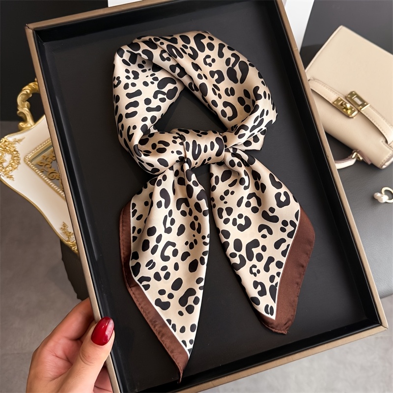 TEMU Ein Vintage-Leopardenmuster-Schal mit den Maßen 70×70 cm, hergestellt aus 100% Polyester, ein elegantes und stilvolles Accessoire für Partys,