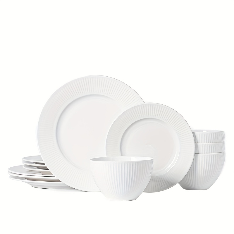 TEMU 12pcs Modern Set, Bowl And Plate Combination Home Set, Suitable For 4 People Tableware Set, Safe For Dishwasher And Microwave Oven, Perfect For Birthday Gifts, Wedding Gifts, Best Christmas Gift.