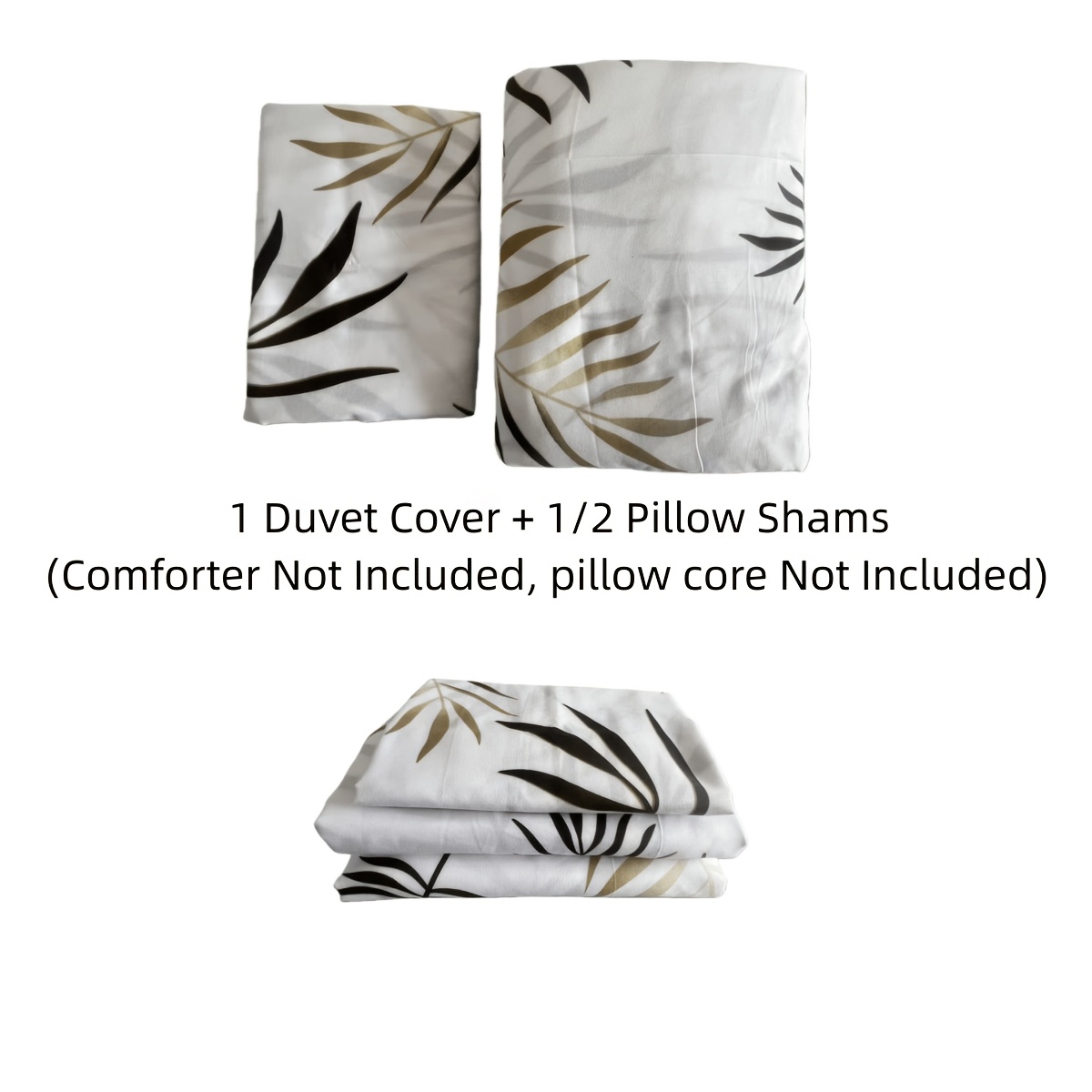 1 ensemble housse de couette et taies   à imprimé feuilles en polyester 2/3 pièces   et   de     garnissage