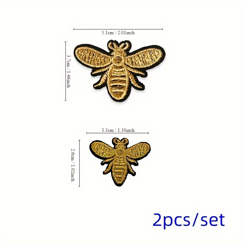 Image of 2pcs-hat Patches Jeans Patches Embroidered Badges Sew On Patches Sew On Motif Iron On Patch Sewing Craft Repair Pacthes Embroidery Patches Birthday Party Favors Sequins Bee