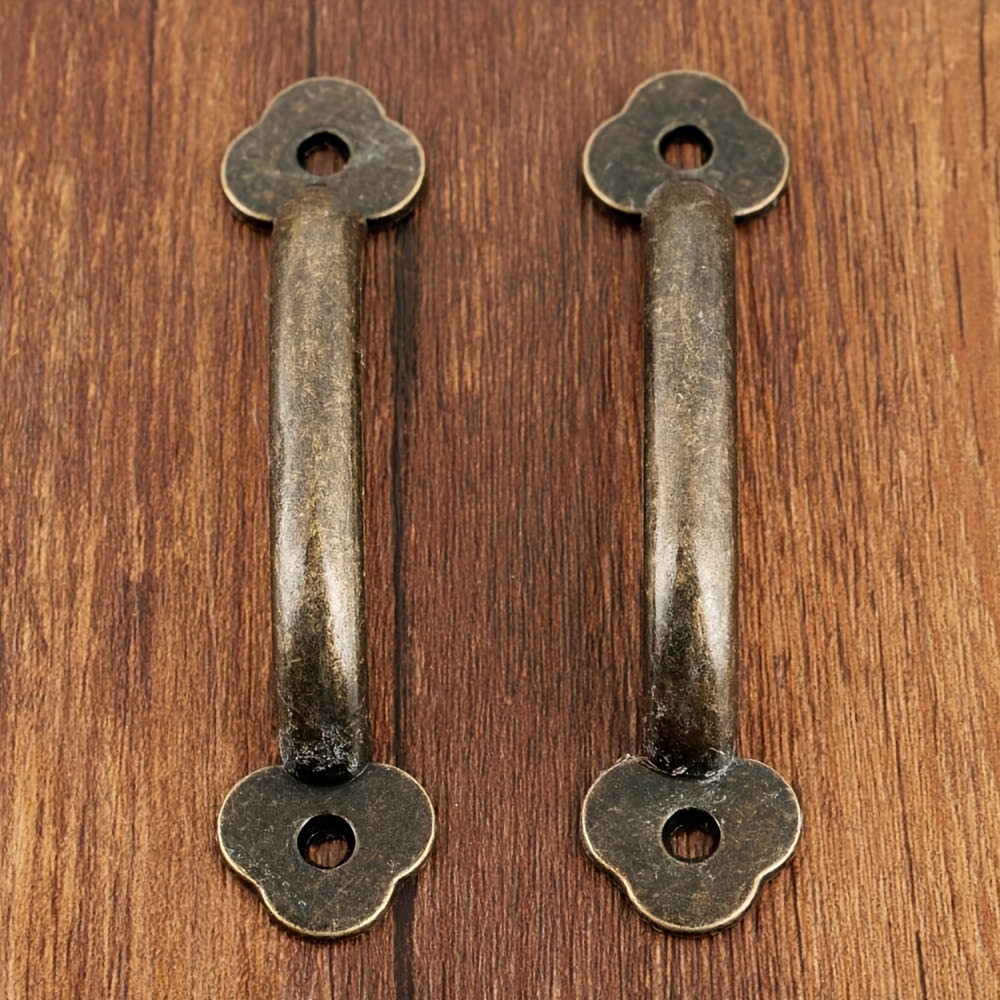 2pcs Bronze Cabinet Pull Handles - Alloy Door Hardware With , Vintage End For Kitchen Cabinets, Garden Shed Doors, And More