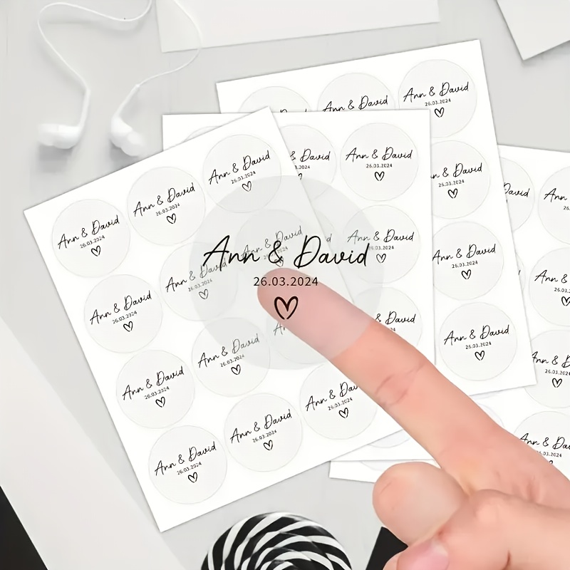 E-shop Personalisierte 50/100 Stück Hochzeitsgeschenk Verpackungsetiketten - Personalisierter Name und , goldene und schwarze runde Hochzeitsaufkleber,