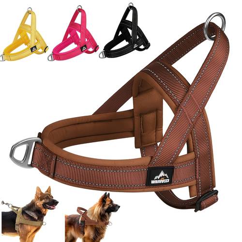 comfortable padded dog harness vest with handles front clasp adjustable for walking and training pet padded vest suitable for medium to large dogs