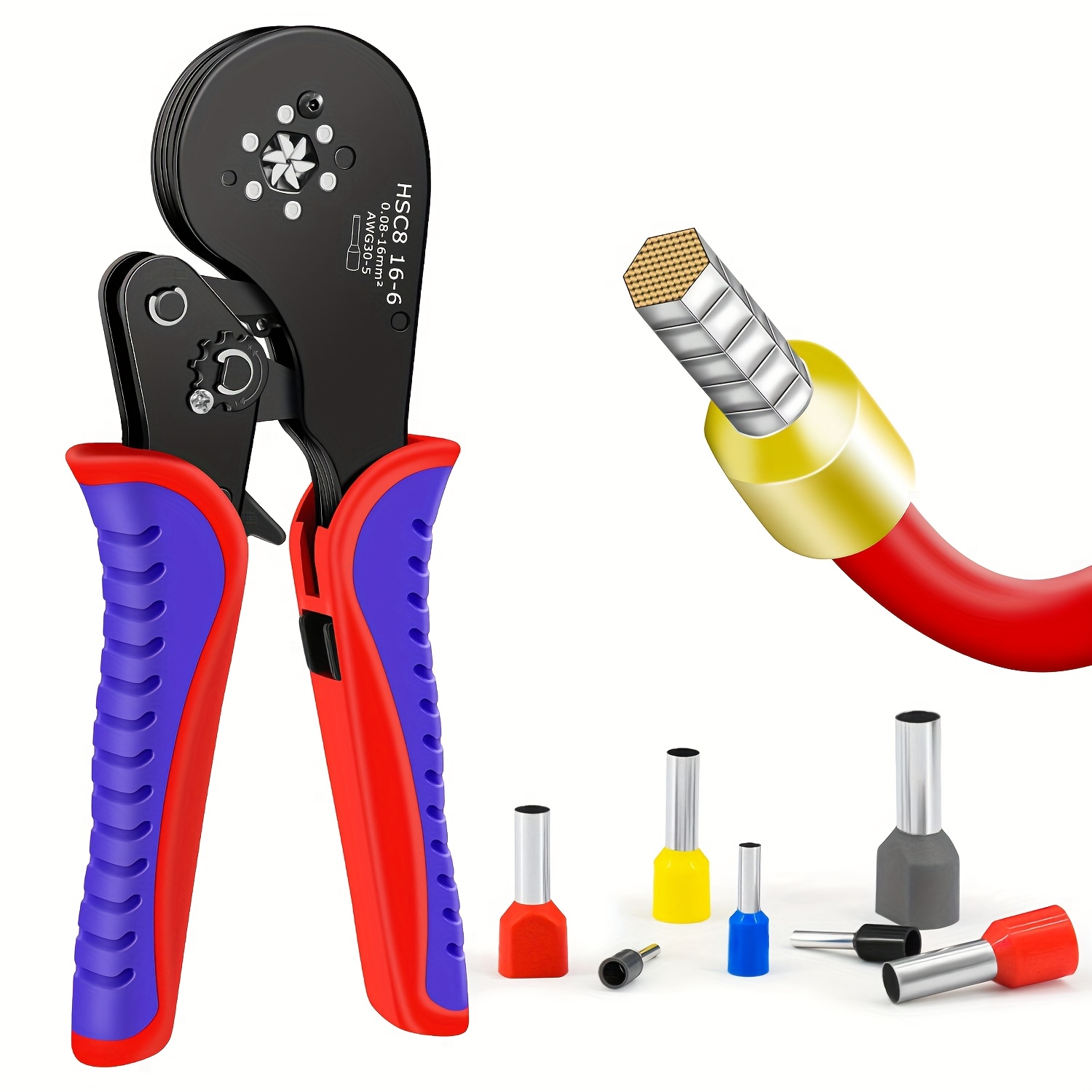 Hexagonal Crimping Tool Hsc8 16-6 Pro Ferrules Crimp Tool And Hexagonal Wire Crimper Used For 0.5-16mm² Cable End Sleeves Crimping Plier Hand Tool