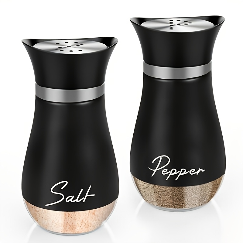 TEMU A Set Of Salt And Pepper Shakers, 4oz (approximately 113.4 G) Glass-bottomed Salt And Pepper Shakers With Stainless Steel Lids. Suitable For