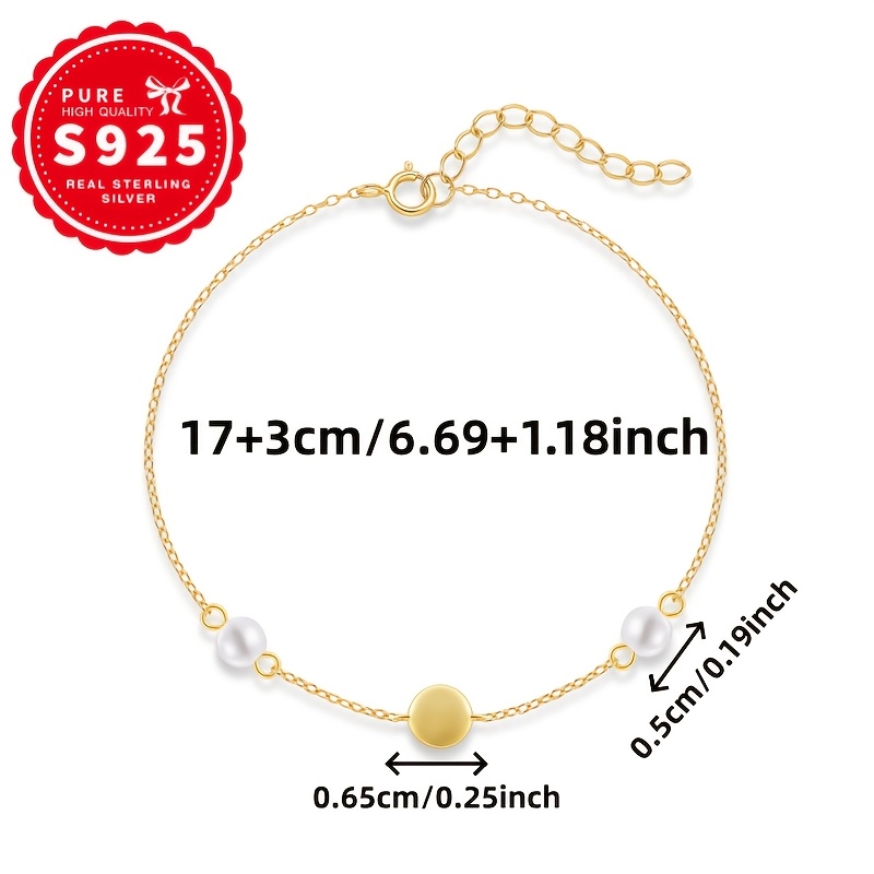 Women's S925 Silver Round Bead and Disc Bracelet
