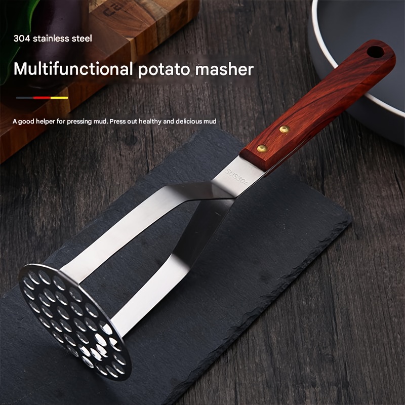 

Premium Stainless Steel Potato Masher With Handle - Manual Kitchen Gadget For Perfect & Food