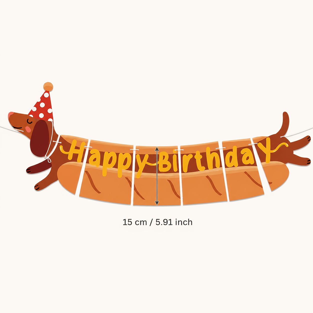 TEMU Ensemble de bannière à "Joyeux Anniversaire" Teckel Hot Dog, bannière de fête d'anniversaire sur le thème du dessin animé, fournitures de