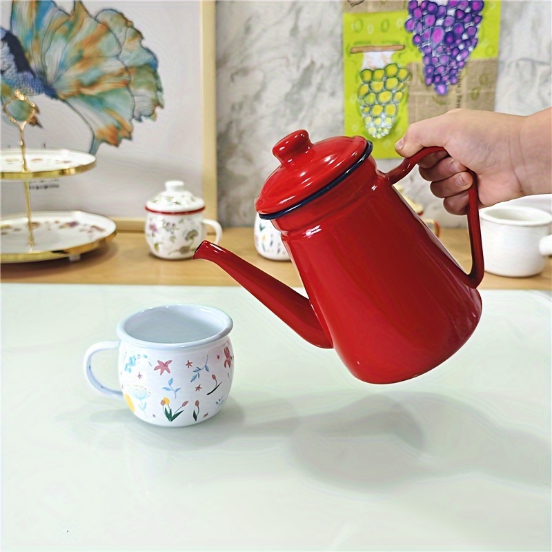 1pc retro thickened enamel tea kettle 1 1l enamel coffee kettle oil kettle kettle enamel kettle enamel kettle milk tea kettle cooling kettle   drinkware home kitchen items back to school supplies details 14