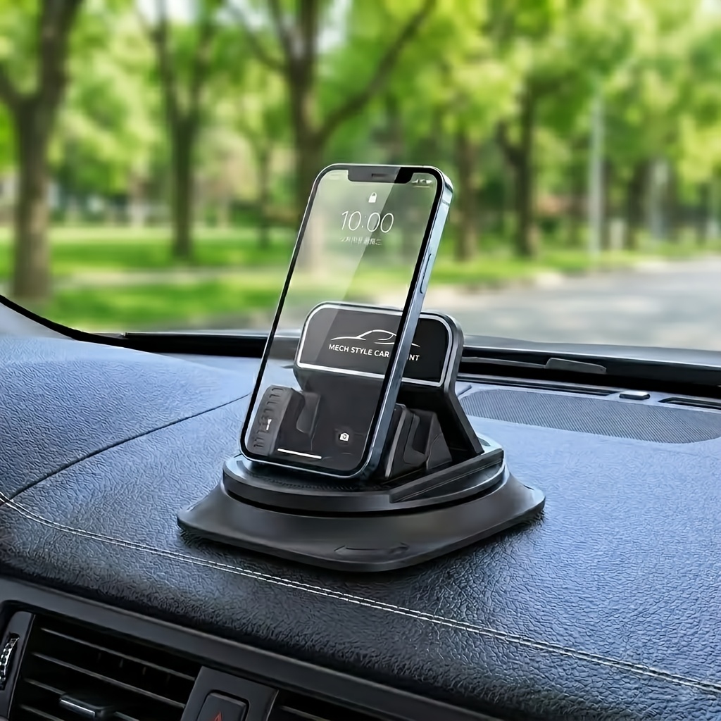TEMU Soporte para teléfono de coche , soporte giratorio de 360° para teléfono de salpicadero, antideslizante fuerte, horizontal/vertical ajustable,