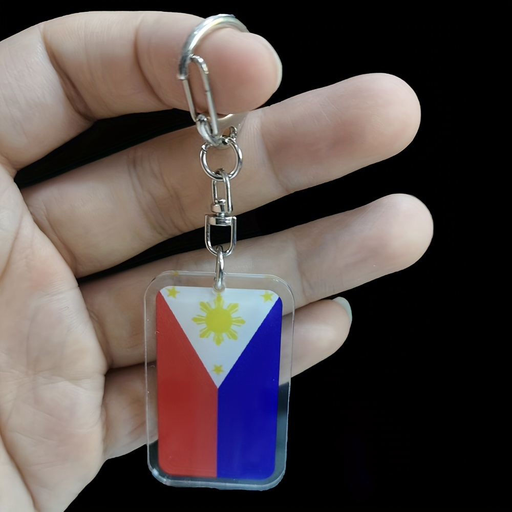 

1pc Philippine Flag Keychain, 2d Flat Acrylic Key Ring, Uv Printed, Laser-cut , , 0.3cm Thickness, 8.6cm Length, 3cm Ring , Ideal For Daily Use & Gifting