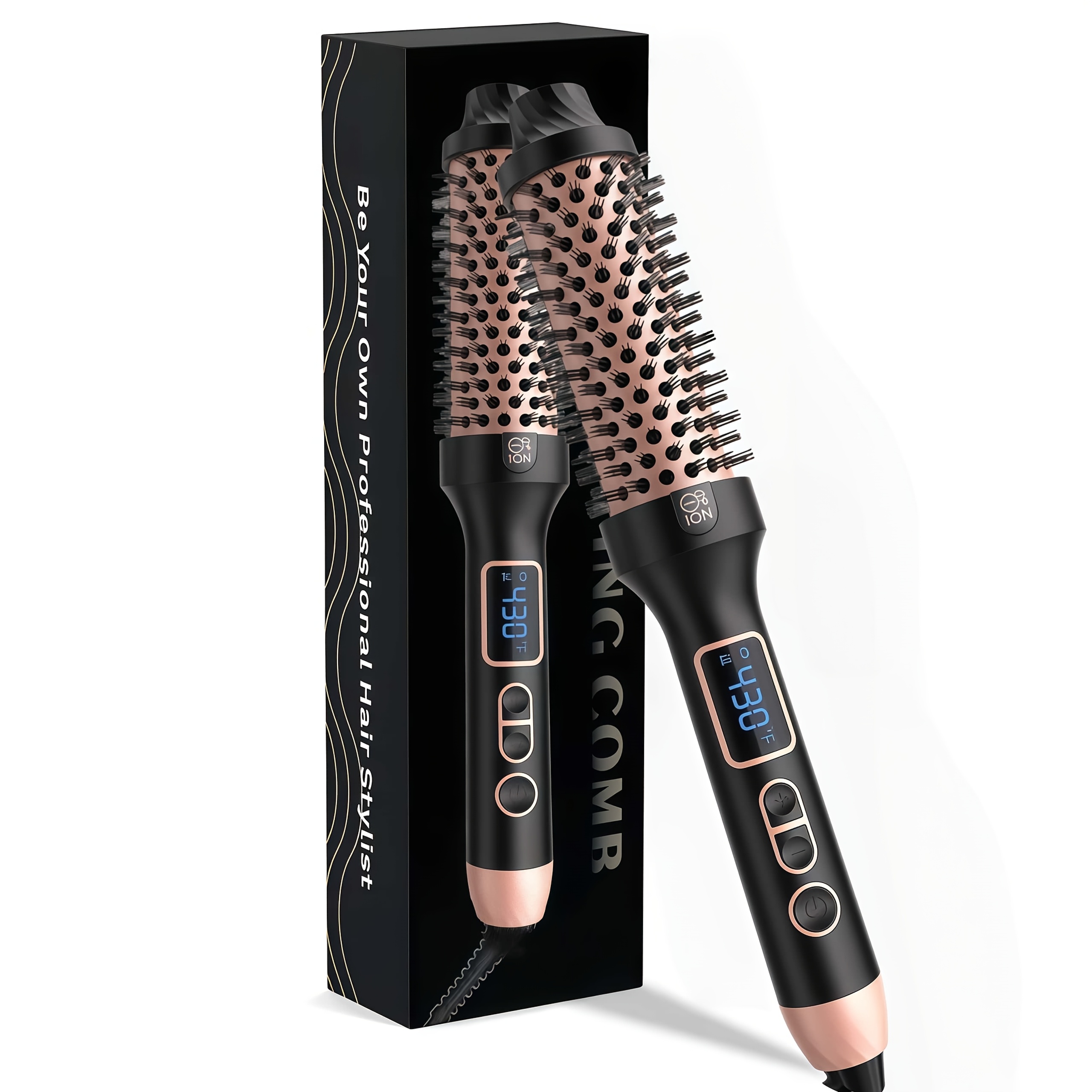 Hair Curling Iron Wand - Professional Hot Air Brushround, 30s -up, 98-215°c Adjustable Temperature,hair Curler - For Home, Salon, Travel - For All Hair Types (straight, Curly