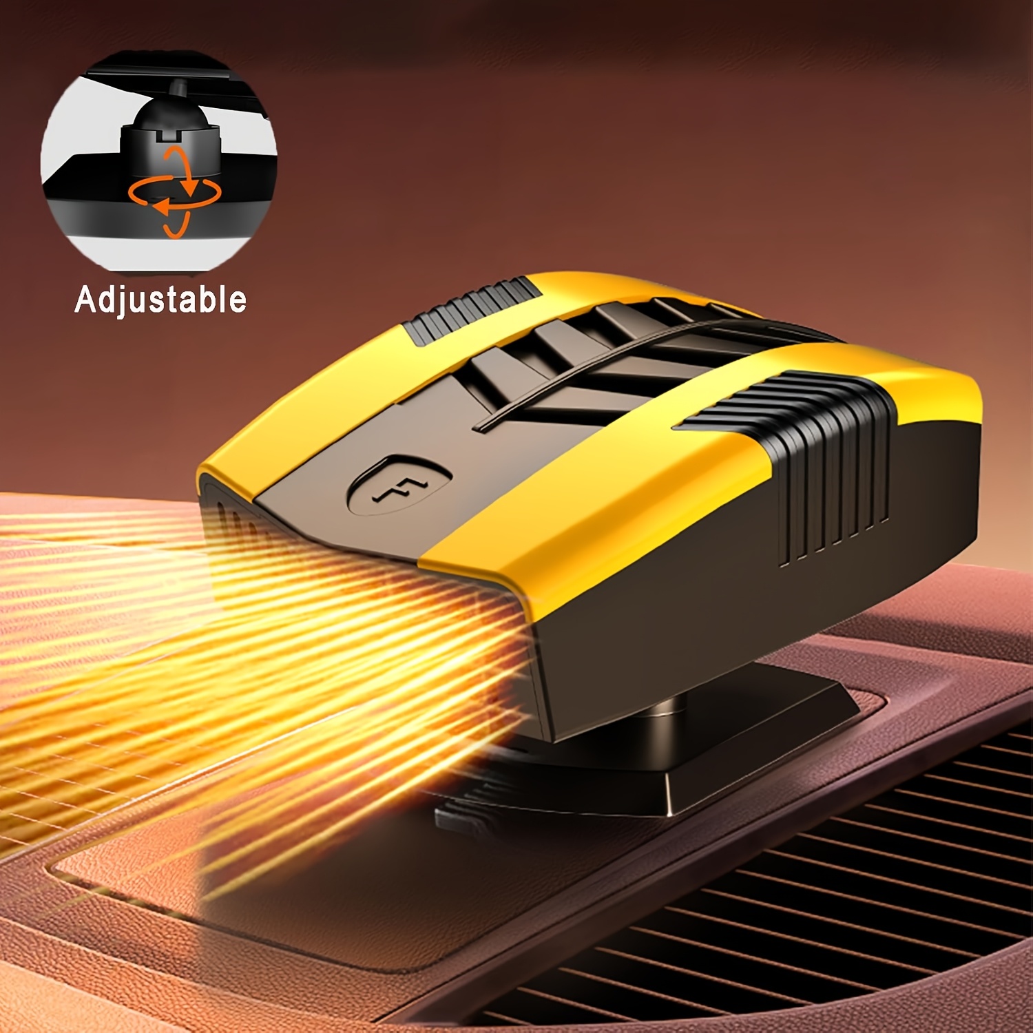 TEMU 1pc Fast Heating And Defogging Portable Heater And De- - 12v 200w Heater With 360° Rotating Base, Plug, Defrosting Tool, Quick Preheating For