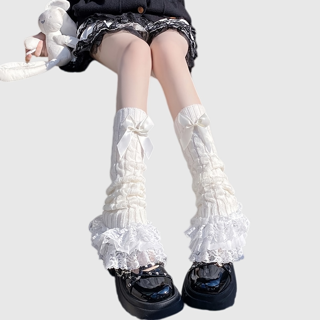TEMU 1 Pair Lace Trim Leg Covers With Cute
