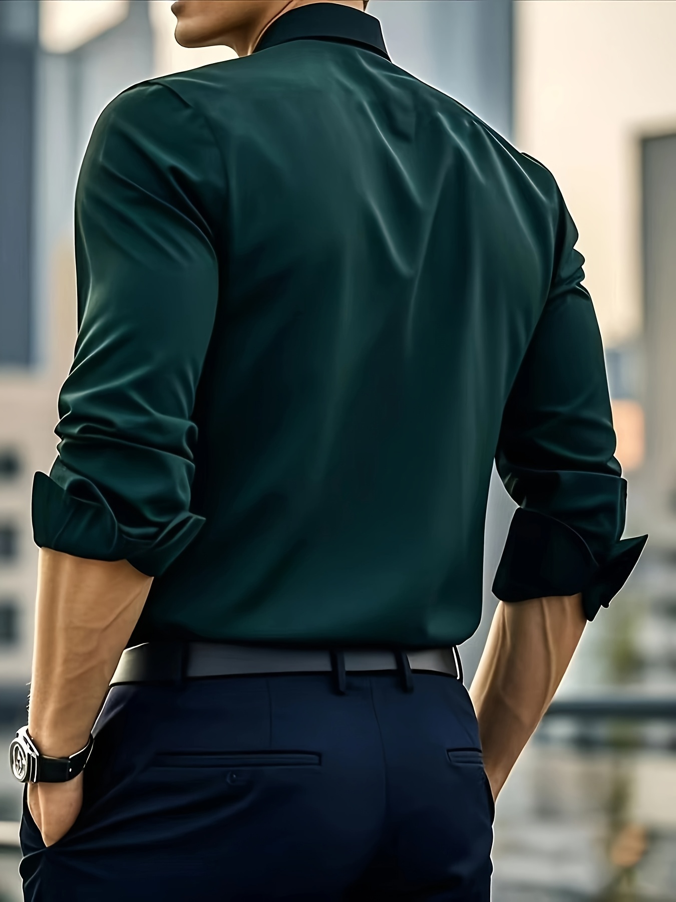 Chemise Homme Manches Longues Style Business Loisirs Couleur Pure Fortuna - Mélange Coton