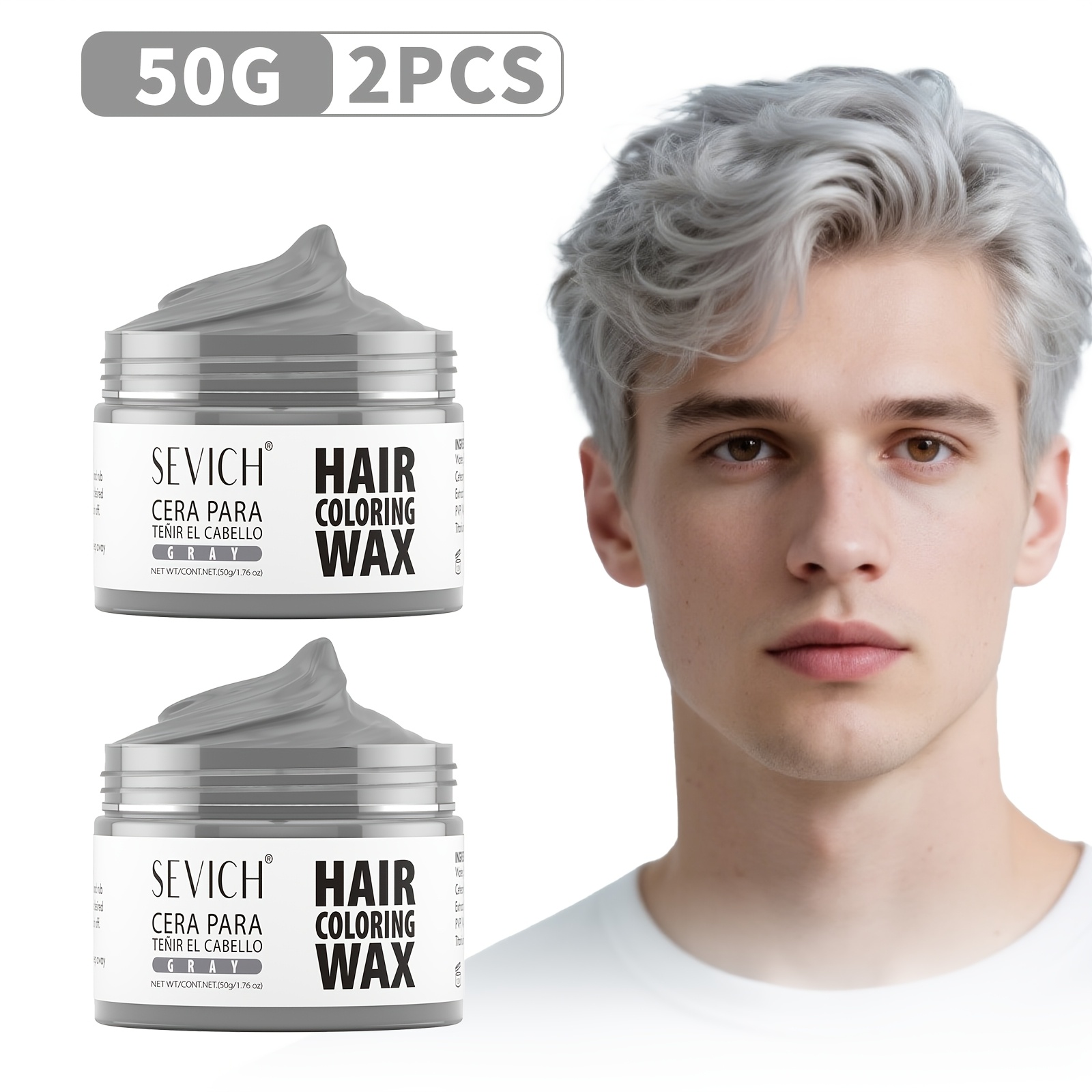 Image of 2pcs Sevich Hair Coloring Wax 50g | Temporary Hair Styling Putty For Change, Out Easily, Ideal For Festive Events, Games, Parties & Creative Holiday Gifts