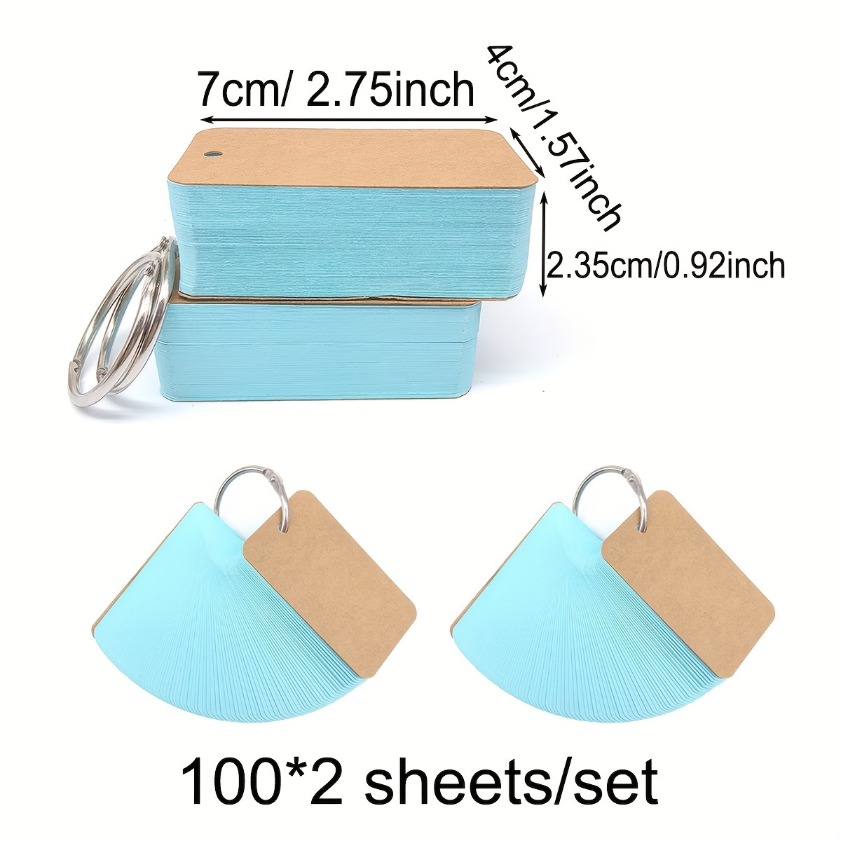 200 colorful index cards binder rings dual sided - Temu