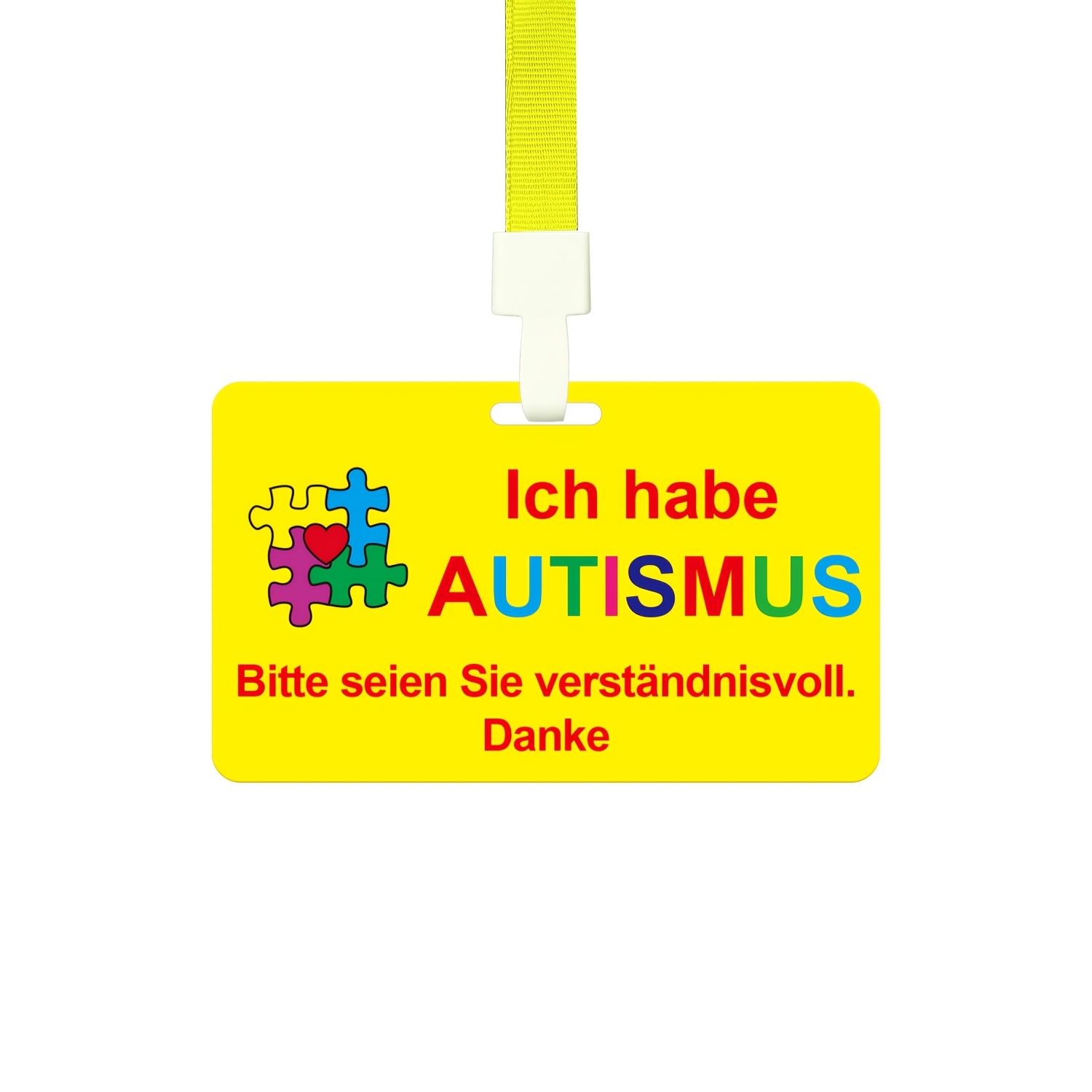 Image of 1pc Autism Awareness Id Badge In German With Lanyard - "i Have Autism" Disability Awareness Card, Everyday Use, Suitable For Individuals With Autism To Traveling, Enhances Visibility And Empathy